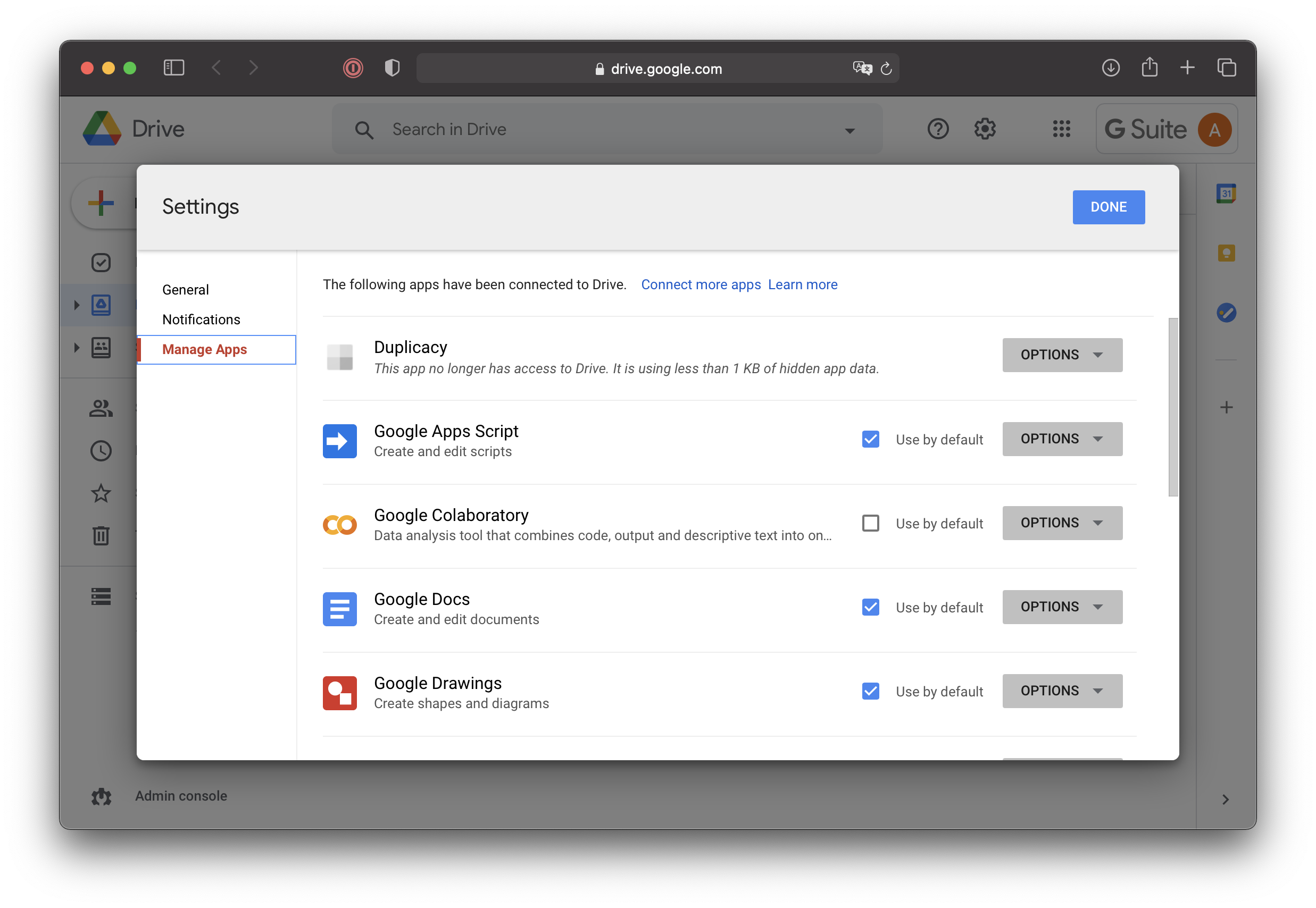 App name in the list